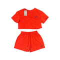 Red Heart Crown Crop Top Set