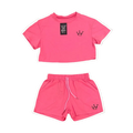 Pink Heart Crown Crop Top Set